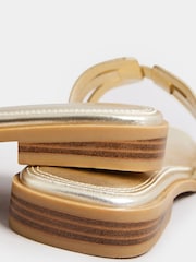 Yours Curve Gold Cut Out Mule Sandals In Extra Wide EEE Fit - Image 3 of 5