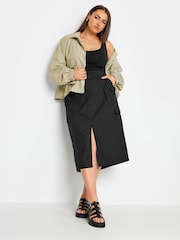 Yours Curve Stone Brown Hooded Cargo Jacket - Image 3 of 5