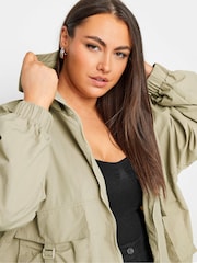 Yours Curve Stone Brown Hooded Cargo Jacket - Image 5 of 5