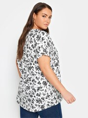 Yours Curve Black 2 PACK Floral Pintuck Henley Blouses - Image 5 of 5