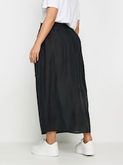 Yours Curve Black Chambray Button Front Maxi Skirt - Image 3 of 4