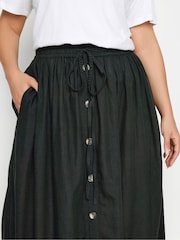 Yours Curve Black Chambray Button Front Maxi Skirt - Image 4 of 4
