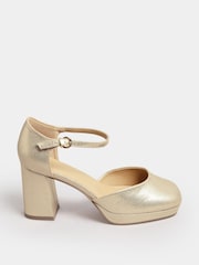 Yours Curve Gold Extra-Wide Fit Platform Court Shoes - Image 1 of 4