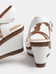 Yours Curve White Cross Strap Wedge Heels In Extra Wide EEE Fit - Image 3 of 5