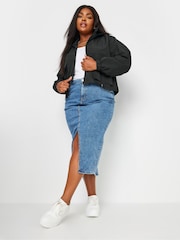 Yours Curve Black Limited Collection Hooded Cargo Jacket - Image 2 of 6