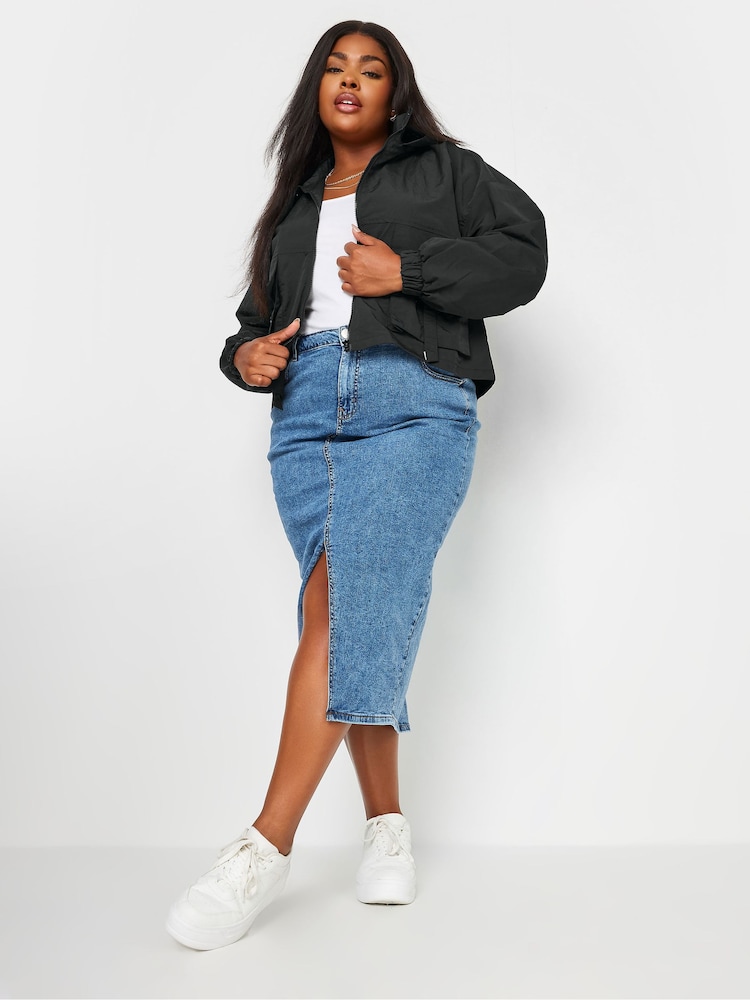 Yours Curve Black Limited Collection Hooded Cargo Jacket - Image 2 of 6