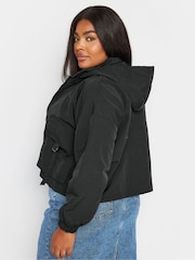 Yours Curve Black Limited Collection Hooded Cargo Jacket - Image 3 of 6