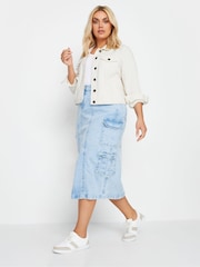 Yours Curve Cream Denim Jacket - Image 2 of 4