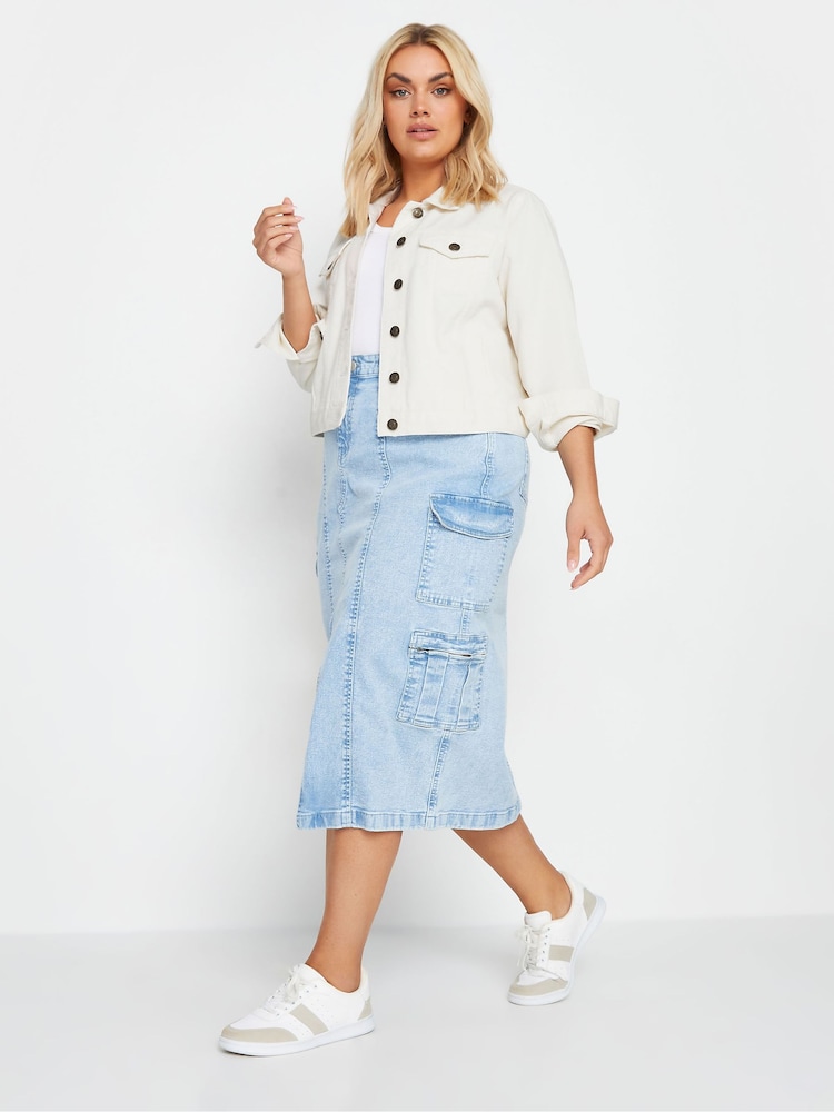 Yours Curve Cream Denim Jacket - Image 2 of 4