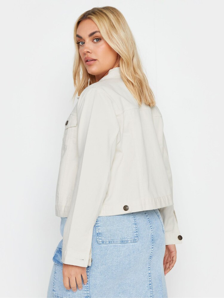 Yours Curve Cream Denim Jacket - Image 3 of 4