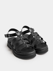 Yours Curve Black Chunky Gladiator Sandals In Wide E Fit & Extra Wide EEE Fit - Image 2 of 5