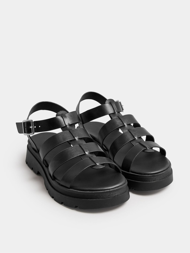 Yours Curve Black Chunky Gladiator Sandals In Wide E Fit & Extra Wide EEE Fit - Image 2 of 5