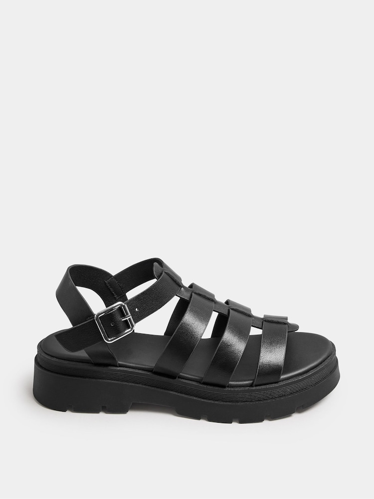 Yours Curve Black Chunky Gladiator Sandals In Wide E Fit & Extra Wide EEE Fit - Image 3 of 5