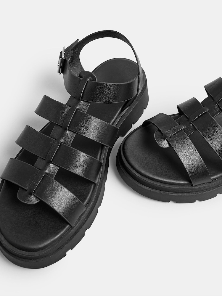 Yours Curve Black Chunky Gladiator Sandals In Wide E Fit & Extra Wide EEE Fit - Image 5 of 5
