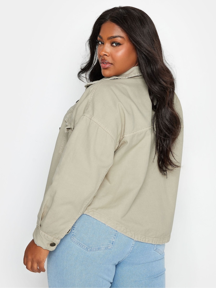 Yours Curve Natural 100% Cotton Denim Curved Hem Western Jacket - Image 3 of 3
