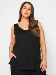 Yours Curve Black Knitted Vest Top - Image 1 of 5