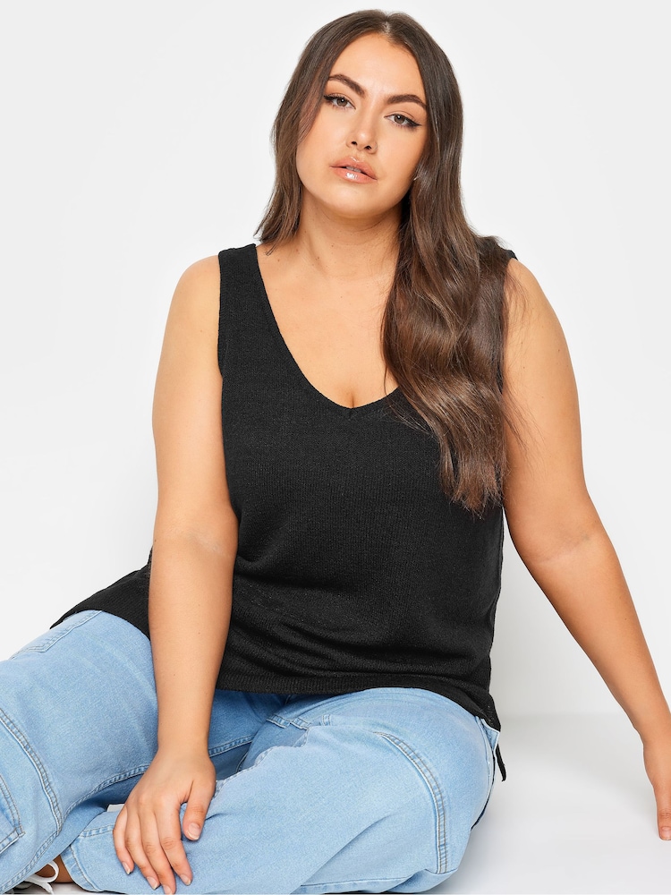 Yours Curve Black Knitted Vest Top - Image 5 of 5
