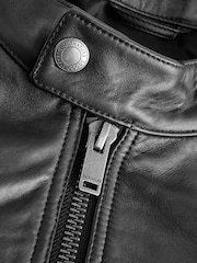 Black Leather Signature Racer Jacket - Image 10 of 12