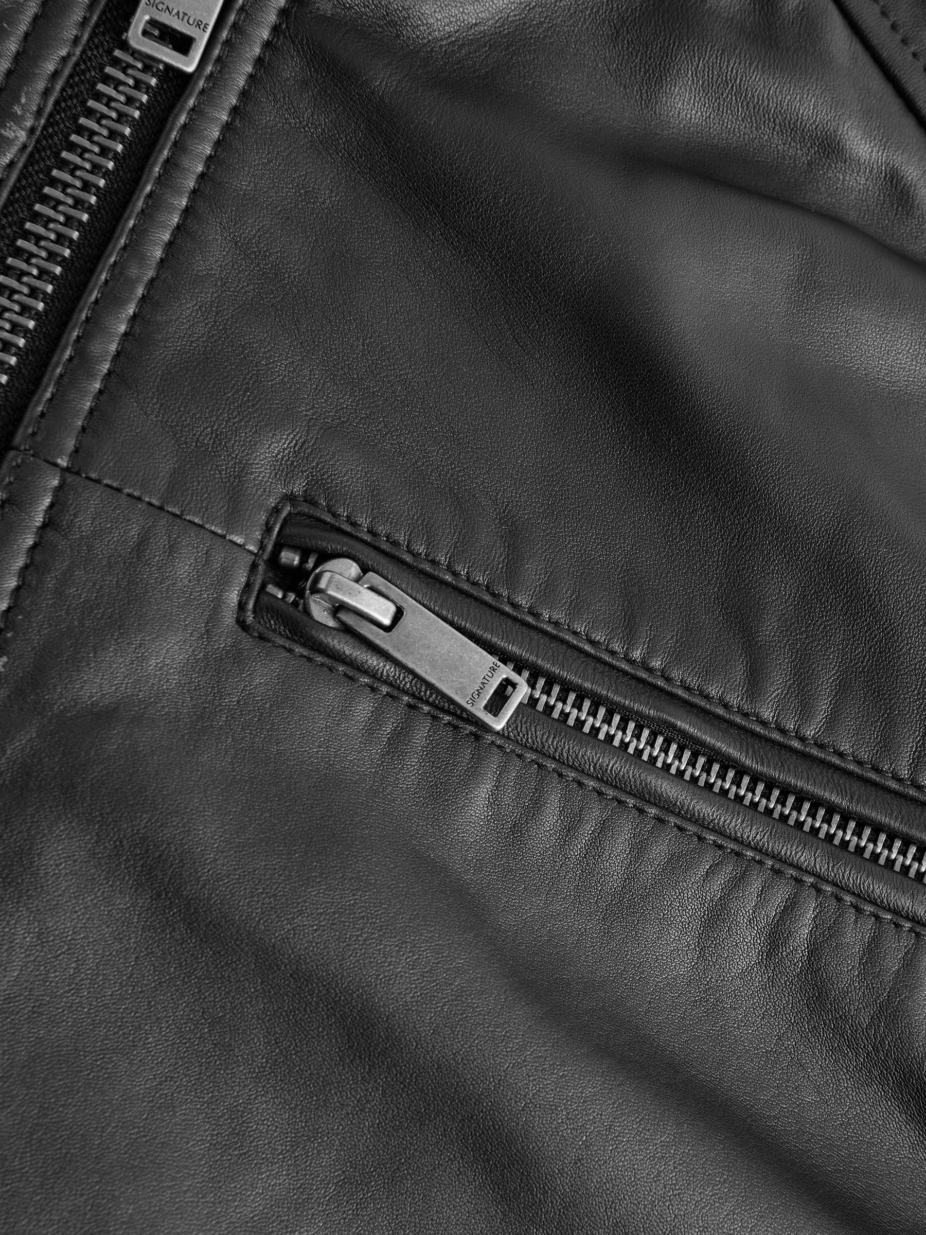 Buy Black Leather Signature Racer Jacket from Next Canada