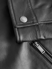 Black Leather Signature Racer Jacket - Image 12 of 12
