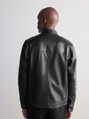 Black Leather Signature Racer Jacket - Image 4 of 12