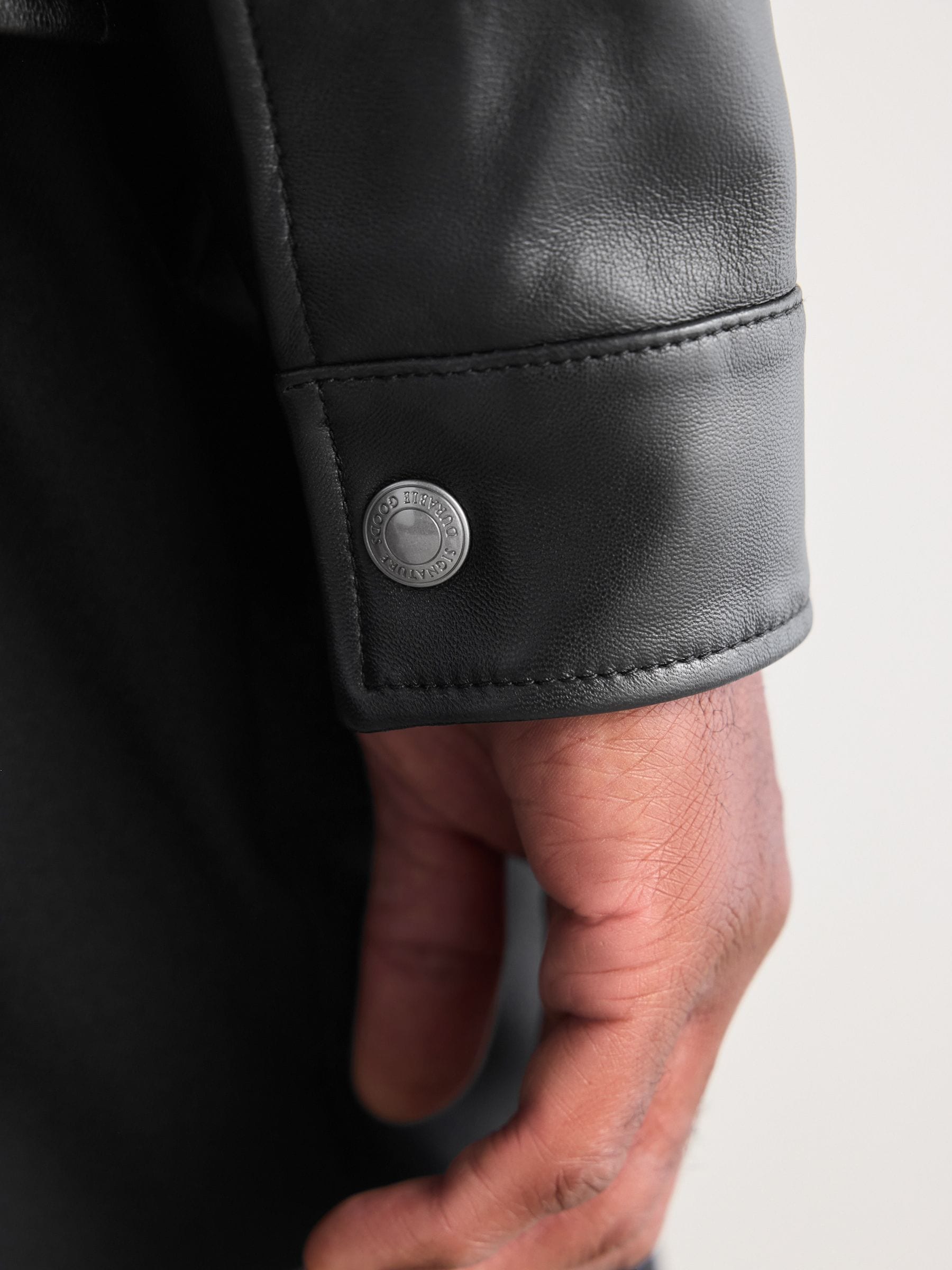 Buy Black Leather Signature Racer Jacket from Next Canada