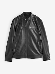 Black Leather Signature Racer Jacket - Image 7 of 12