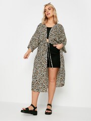 Yours Curve Brown Leopard Print Longline Kimono - Image 2 of 5