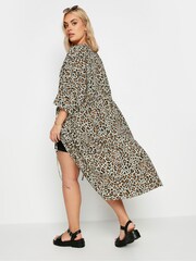 Yours Curve Brown Leopard Print Longline Kimono - Image 5 of 5