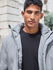 Ice Grey Hooded Shower Resistant Padded Coat - Image 2 of 7