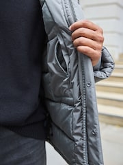 Ice Grey Hooded Shower Resistant Padded Coat - Image 3 of 7