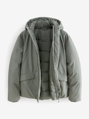 Ice Grey Hooded Shower Resistant Padded Coat - Image 6 of 7