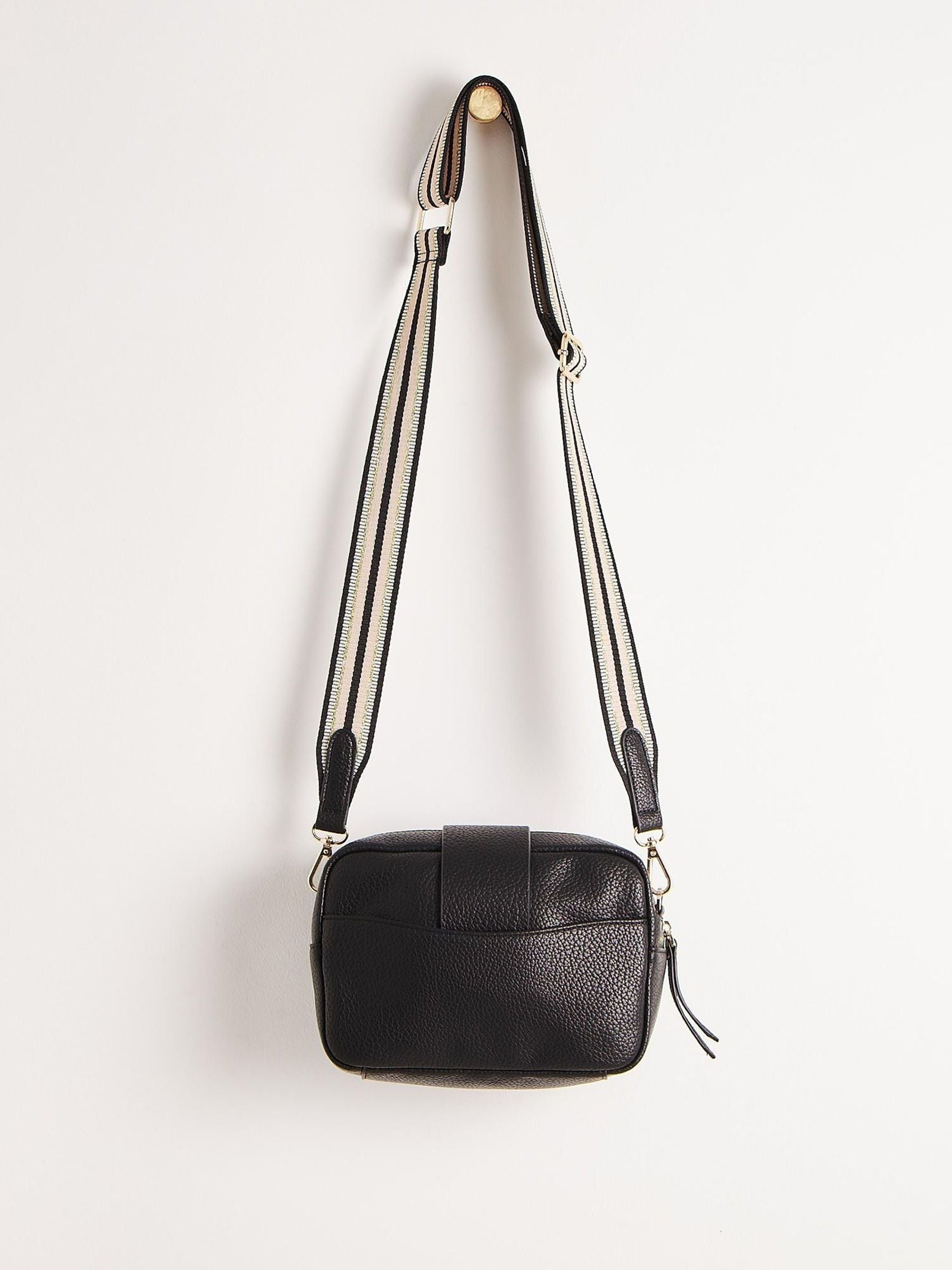 Oliver Bonas Black Charlee Striped Crossbody Bag