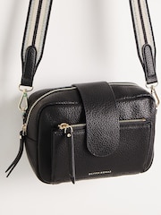 Oliver Bonas Black Charlee Striped Crossbody Bag - Image 2 of 7