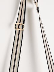 Oliver Bonas Black Charlee Striped Crossbody Bag - Image 5 of 7