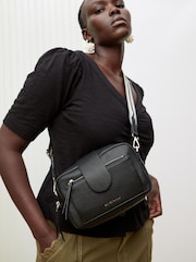 Oliver Bonas Black Charlee Striped Crossbody Bag - Image 6 of 7