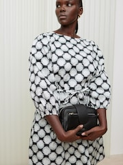 Oliver Bonas Black Charlee Striped Crossbody Bag - Image 7 of 7