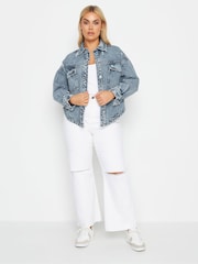 Yours Curve Blue Denim Curved Hem Western Jacket - Image 2 of 4