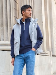 Light Grey Shower Resistant Hooded Padded Gilet - Image 1 of 6