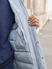 Light Grey Shower Resistant Hooded Padded Gilet - Image 5 of 6