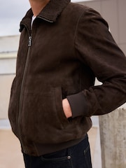 Brown Suede Bonded Borg Lined Jacket - Image 6 of 12