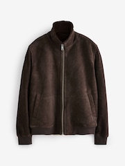 Brown Suede Bonded Borg Lined Jacket - Image 8 of 12