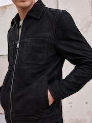 Black Wax Leather Signature Shirt Collar Jacket - Image 5 of 11