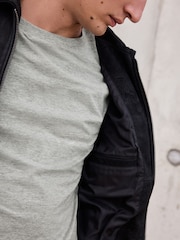 Black Wax Leather Signature Shirt Collar Jacket - Image 6 of 11