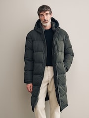 Khaki Green Signature Longline Down Puffer Coat - Image 1 of 13