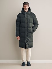 Khaki Green Signature Longline Down Puffer Coat - Image 2 of 13