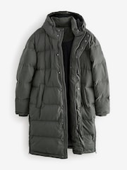 Khaki Green Signature Longline Down Puffer Coat - Image 8 of 13