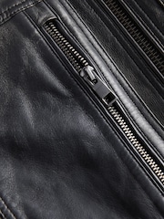 Negro - Chaqueta utilitaria de piel con forro de borreguito Signature - Imagen 9 de 10