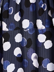 Oliver Bonas Blue Inky Spot Puff Sleeve Midi Dress - Image 8 of 9