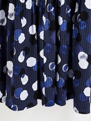 Oliver Bonas Blue Inky Spot Puff Sleeve Midi Dress - Image 9 of 9
